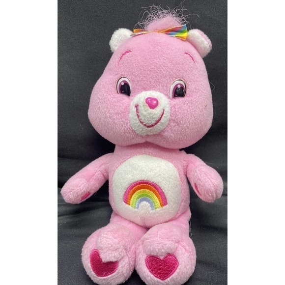 CARE Bears Cheer Bear Plush Pink Rainbow Belly TCFC 2007 10” Play Along Jakks - Picture 1 of 7